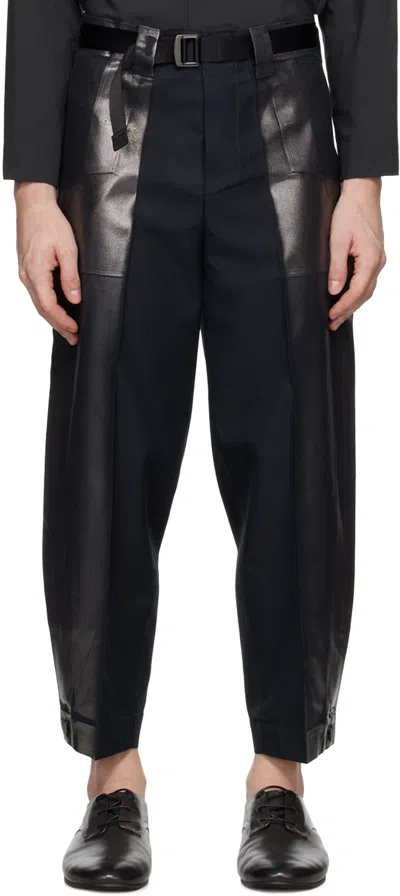 132 5. Issey Miyake Black Tucked Foil Trousers In 15-black