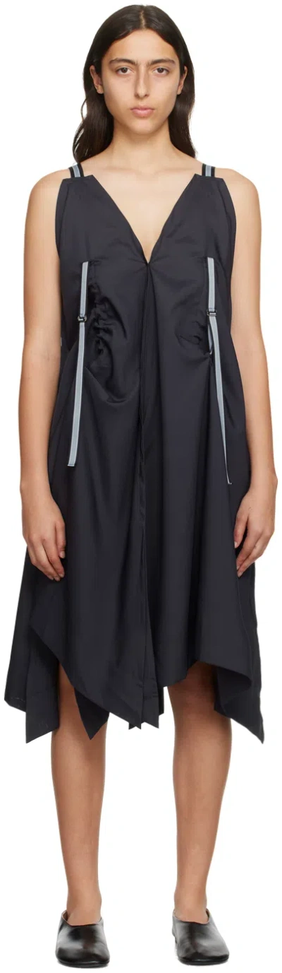 132 5. Issey Miyake Black Zoetrope Midi Dress In 14 Charcoal Black