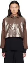 132 5. Issey Miyake Brown Tucked Foil Jacket In 44-brown