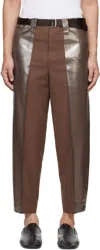 132 5. Issey Miyake Brown Tucked Foil Trousers In 44-brown