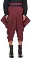 132 5. Issey Miyake Burgundy Tetra Trousers In 85-burgundy