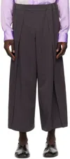132 5. Issey Miyake Gray Crosscut Trousers In 13-charcoal Gray
