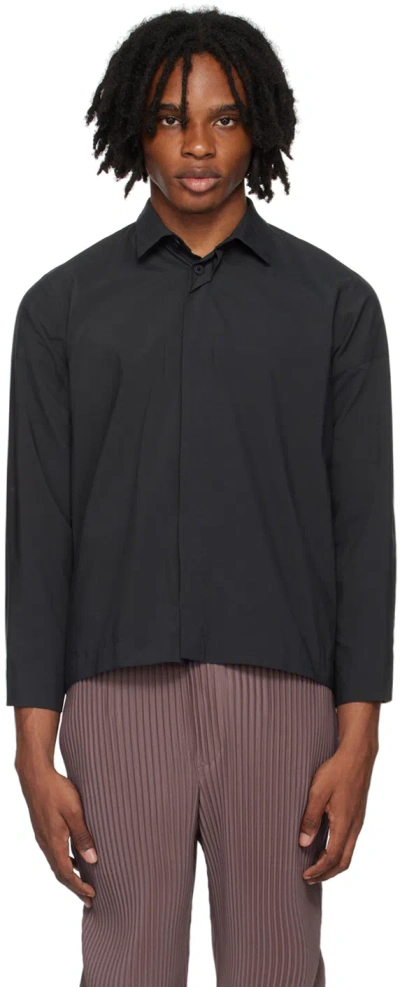 132 5. Issey Miyake Gray Relaxed Shirt In 13-charcoal Gray