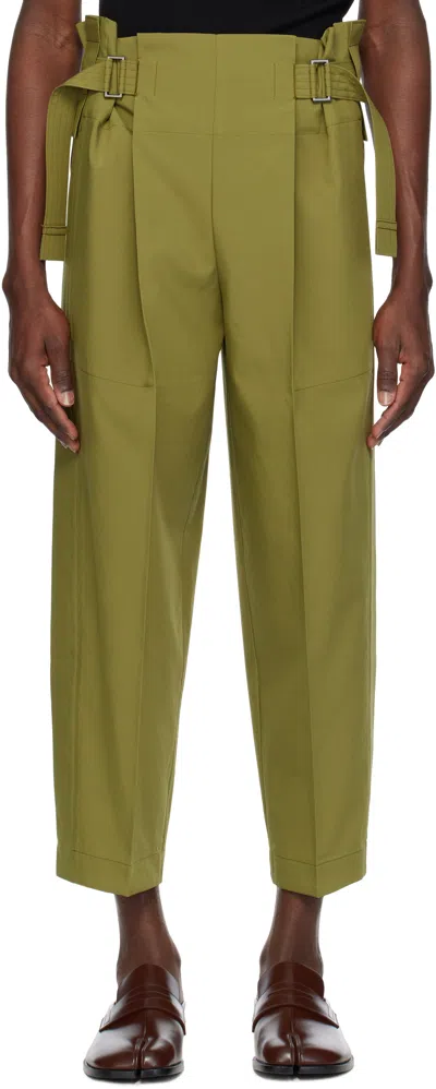 132 5. Issey Miyake Khaki Flat Tuck Trousers In 65-khaki