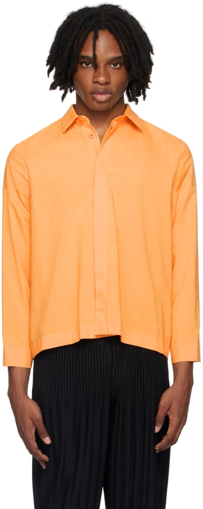 132 5. Issey Miyake Orange Relaxed Shirt In 33-marigold