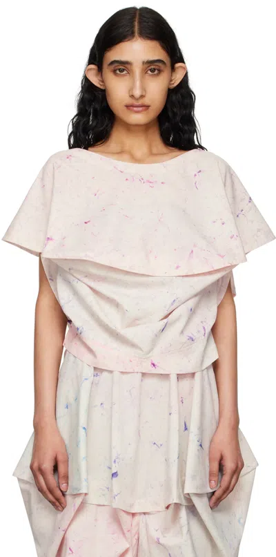 132 5. Issey Miyake Pink Bubble Dye Blouse In 29 Pink Mix
