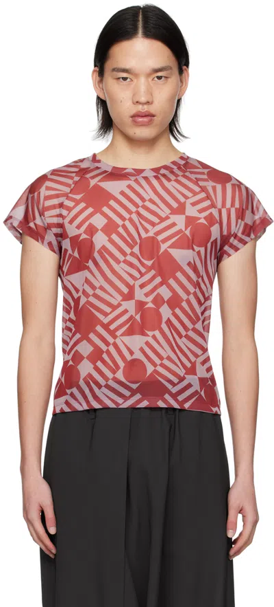 132 5. Issey Miyake Red & Pink Graphic T-shirt In 24-red