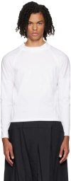 132 5. Issey Miyake White Mock Neck Long Sleeve T-shirt In 01-white
