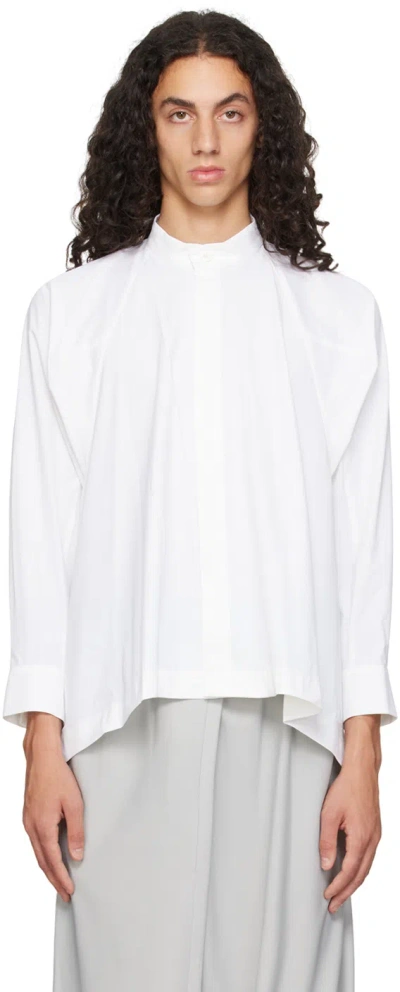132 5. Issey Miyake White Trapezoid Shirt In 01-white