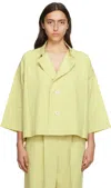132 5. Issey Miyake Yellow Flat Tuck Jacket In 51 Cream Yellow