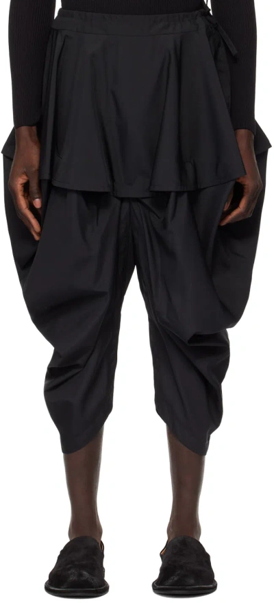 132 5. Issey Miyake Black Bubble Solid Trousers In 15-black
