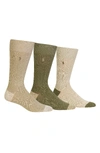 Polo Ralph Lauren 3-pack Ribbed Socks In Khaki Assorted