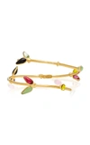 GRIPOIX Bamboo Adjustable 24K Gold-Plated Brass and Poured Glass Bangle Bracelet,GP-BAM-BRA-01