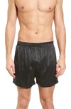 Majestic Men's Dotted Silk Boxer Shorts In Black/ Black Piping