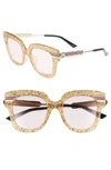 GUCCI 51MM CAT EYE SUNGLASSES - PINK/ GOLD,GG0281SA65451