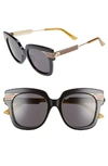 GUCCI 51MM CAT EYE SUNGLASSES - BLACK/ GOLD,GG0281SA65451