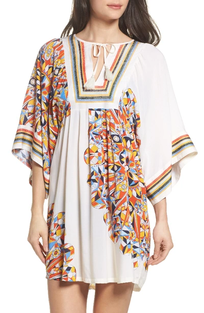 Tory Burch Psycho Geo Embroidered Coverup Tunic In Multicolor