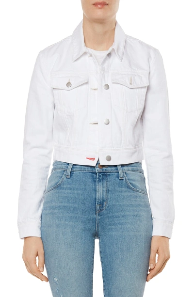 J Brand Harlow Shrunken Cropped Denim Jacket In White