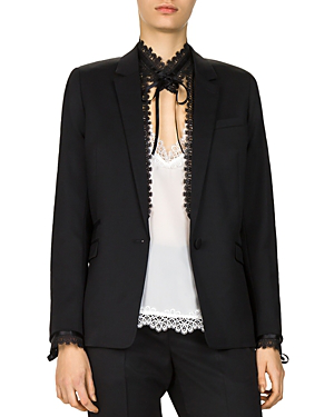 The Kooples Removable-lace-detail Stretch Blazer In Black | ModeSens