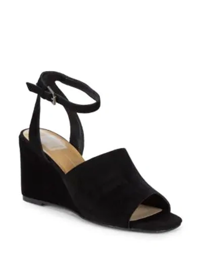 Dolce Vita Kalie Leather Wedge Sandals In Black