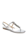 BADGLEY MISCHKA Embellished Leather Thong Sandals,0400097414419