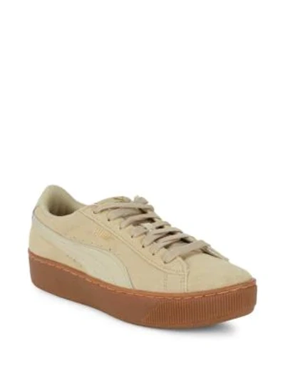 Puma Vikky Lace-up Platform Trainers In Beige