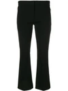 Theory Erstina Cropped Stretch Cotton-blend Flared Pants In Black