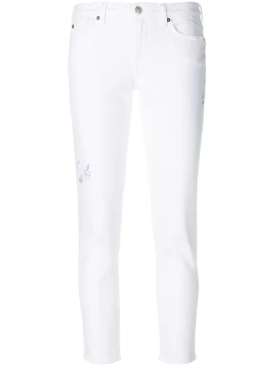 7 For All Mankind Embroidered Pyper Skinny Jeans In White