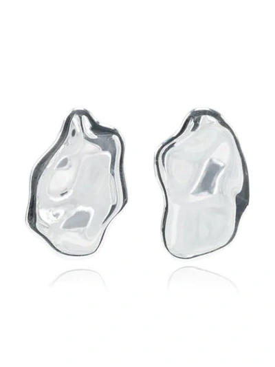 All Blues 925 Sterling Silver Quail Egg White Earrings In Metallic
