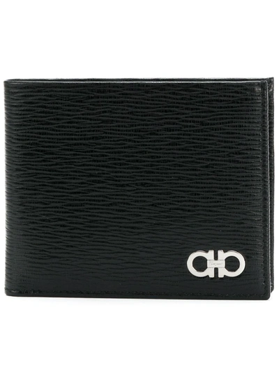 Ferragamo Double Gancio Foldover Wallet In Black