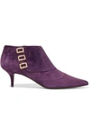 ROGER VIVIER WOMAN EMBELLISHED SUEDE ANKLE BOOTS PURPLE,US 2526016084594782