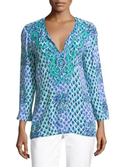 Lilly Pulitzer Amelia Island Embroidery Blouse In Resort White Toe In
