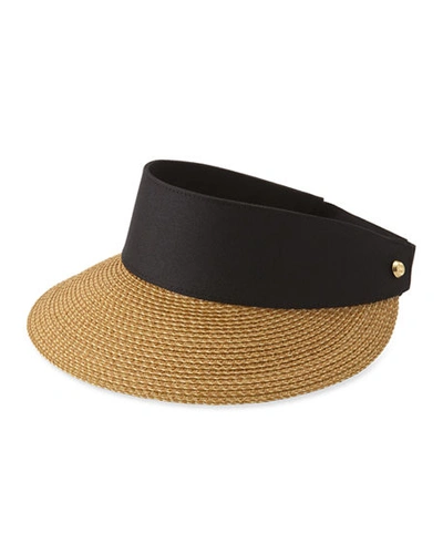 Eric Javits Squishee Straw Champ Custom Fit Visor In Black