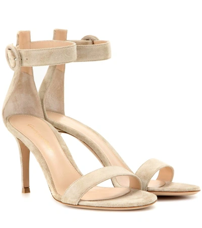 Gianvito Rossi Leather Portofino Sandals 85 In Praline