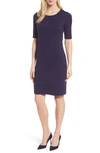 ANNE KLEIN TEXTURED STRIPE KNIT DRESS,10672398