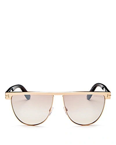 Tom Ford Stephanie 60mm Mirrored Sunglasses - Rose Gold/ Havana/ Silver