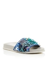 KENNETH COLE WOMEN'S XENIA SEQUIN-EMBELLISHED POOL SLIDE SANDALS,KL01997QS