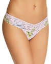 Hanky Panky Low-rise Printed Lace Thong In Pink Multi