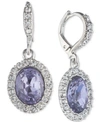 GIVENCHY SILVER-TONE CRYSTAL OVAL DROP EARRINGS