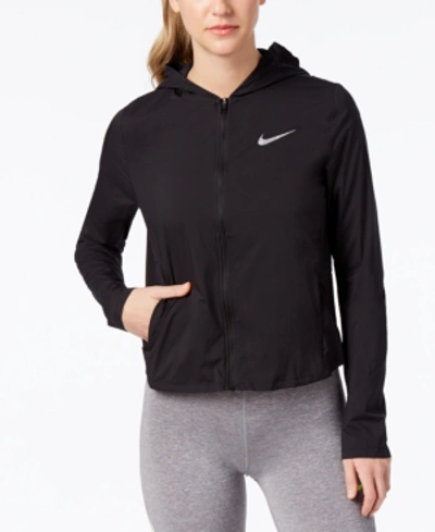 Nike Shield Water-repellent Convertible Running Jacket In Black