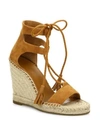 JOIE Delilah Lace-Up Suede Espadrille Wedge Sandals,0400095956122