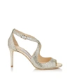 JIMMY CHOO EMILY 85 GLITTER SANDALS,14804819