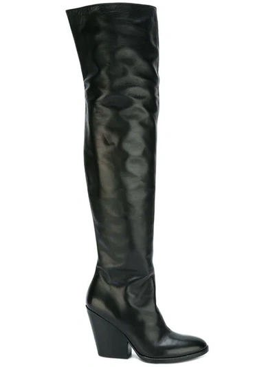 A.f.vandevorst Leather Knee High Heeled Boots In Black