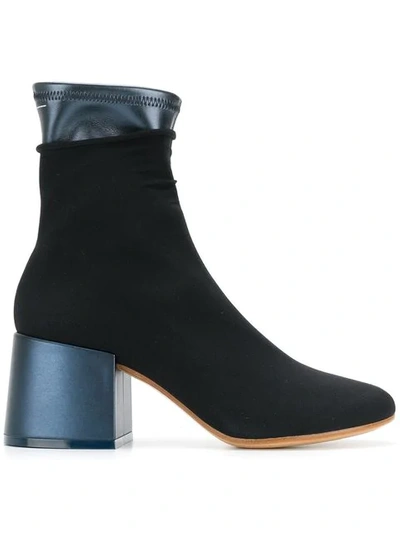 Mm6 Maison Margiela 65mm Faux Leather & Elastic Ankle Boots In Blue/black