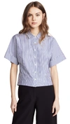 THEORY CROPPED BUTTON DOWN SHIRT