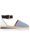 SEE BY CHLOÉ LEATHER AND DENIM PLATFORM ESPADRILLES