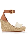 SEE BY CHLOÉ CANVAS AND LEATHER ESPADRILLE WEDGE SANDALS