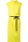 MARC JACOBS BELTED DRAPED JERSEY MIDI DRESS