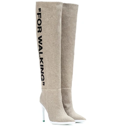 Off-white For Walking Over-the-knee Boots In Beige