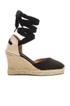 Soludos Tall Lace Up Espadrille Wedge Sandals In Black
